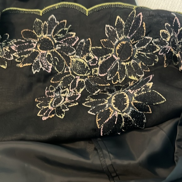 Jessica Howard black floral embroidered halter dress linen blend lined size 12 - Picture 15 of 16